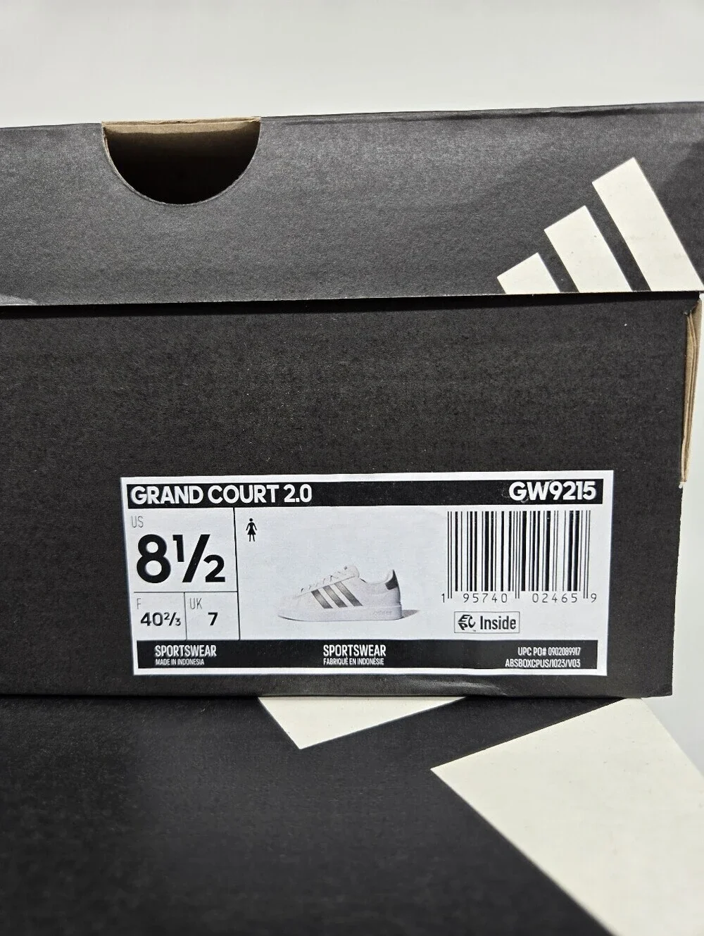 adidas Women's Grand Court GW9215 White Platinum Metallic Tennis Shoes Size 8.5